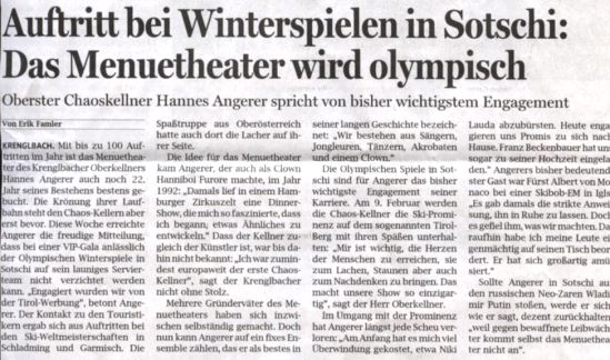 Sochi 2014 Menuetheater
