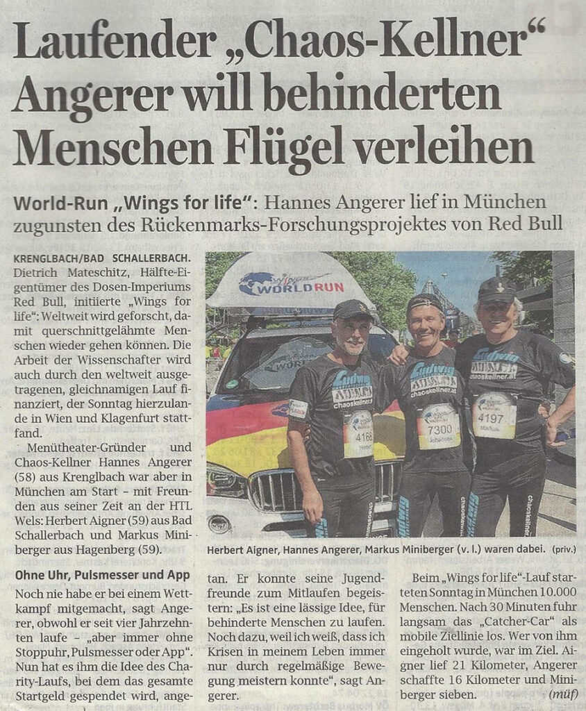 Wings for Life mit Johannes M Angerer