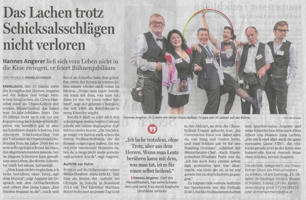 35 jähriges Bühnenjubiläum 30 Jahre Menuetheater